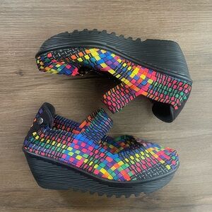 bernie mev. Multicolor Woven Platform Shoes
